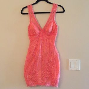 Bebe stretch lace/ cotton body-con dress S